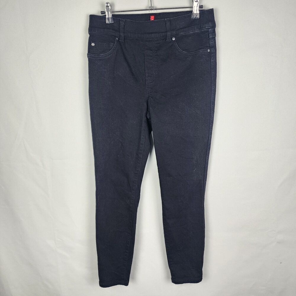 Spanx Ankle Skinny Jeans Black Pull On Shaping Denim Size Medium Petite MP